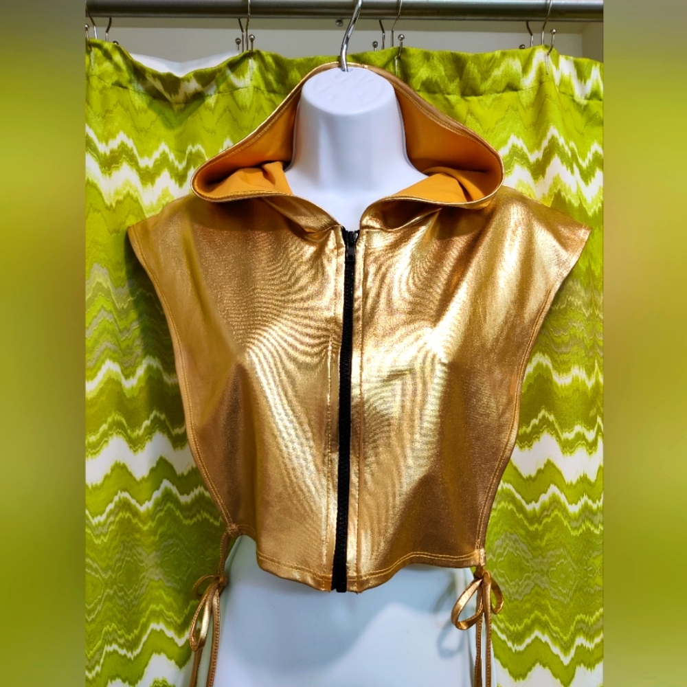 Gold Metallic Hooded Vest